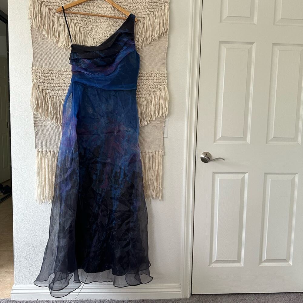 Rene Ruiz Blue Organza Gown